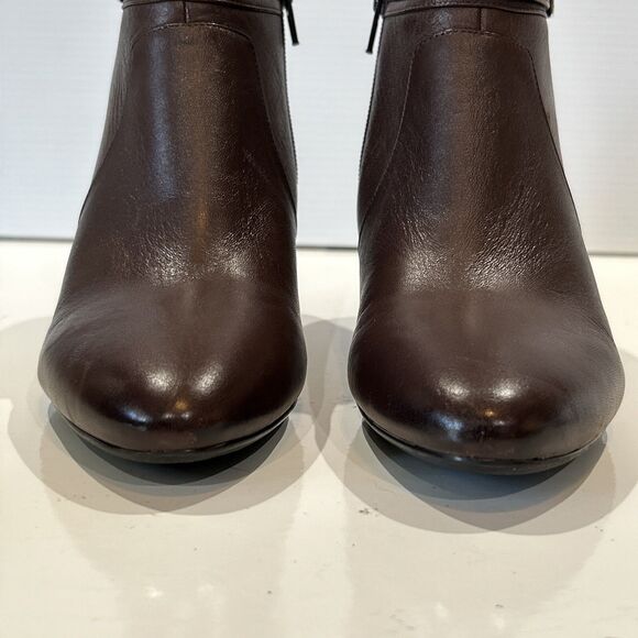 Naturalizer Contour Wedge Booties Brown Leather Zip Ankle Boots Women's 8 - Picture 4 of 14